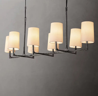 Wright Linear Linen Shade Chandelier 54"